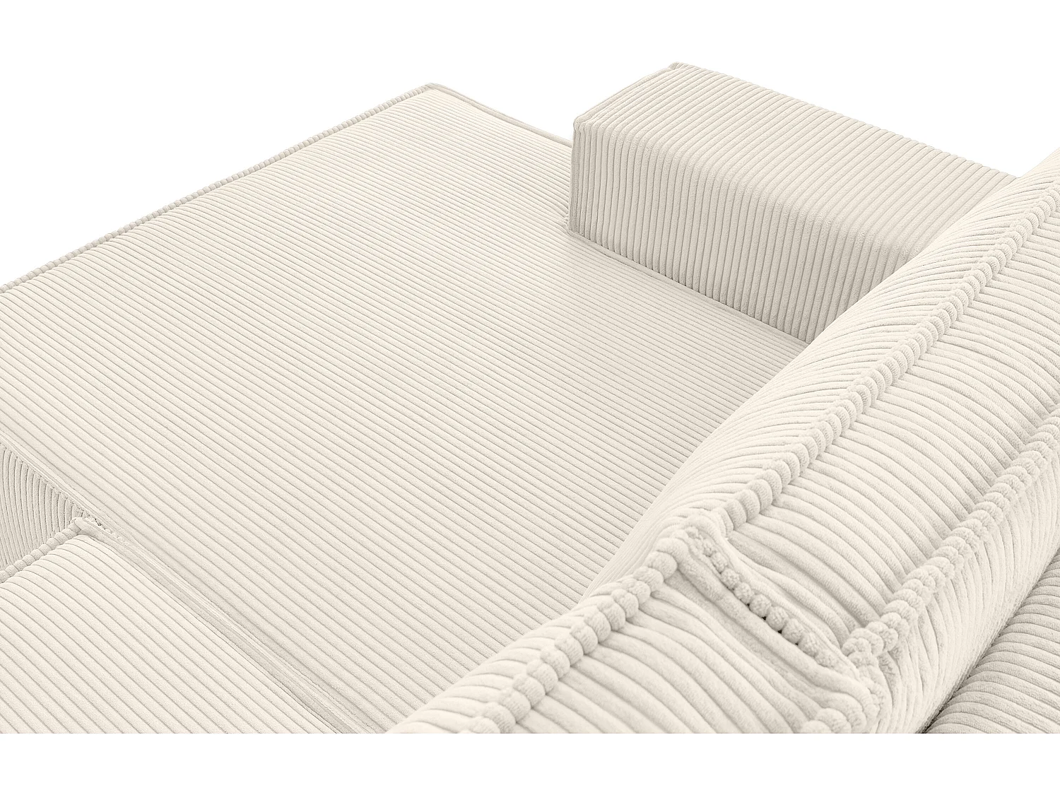 Ecksofa links - mit Schlaffunktion - in Pet Friendly Cord-Stoff - ecrufarben - NAPI