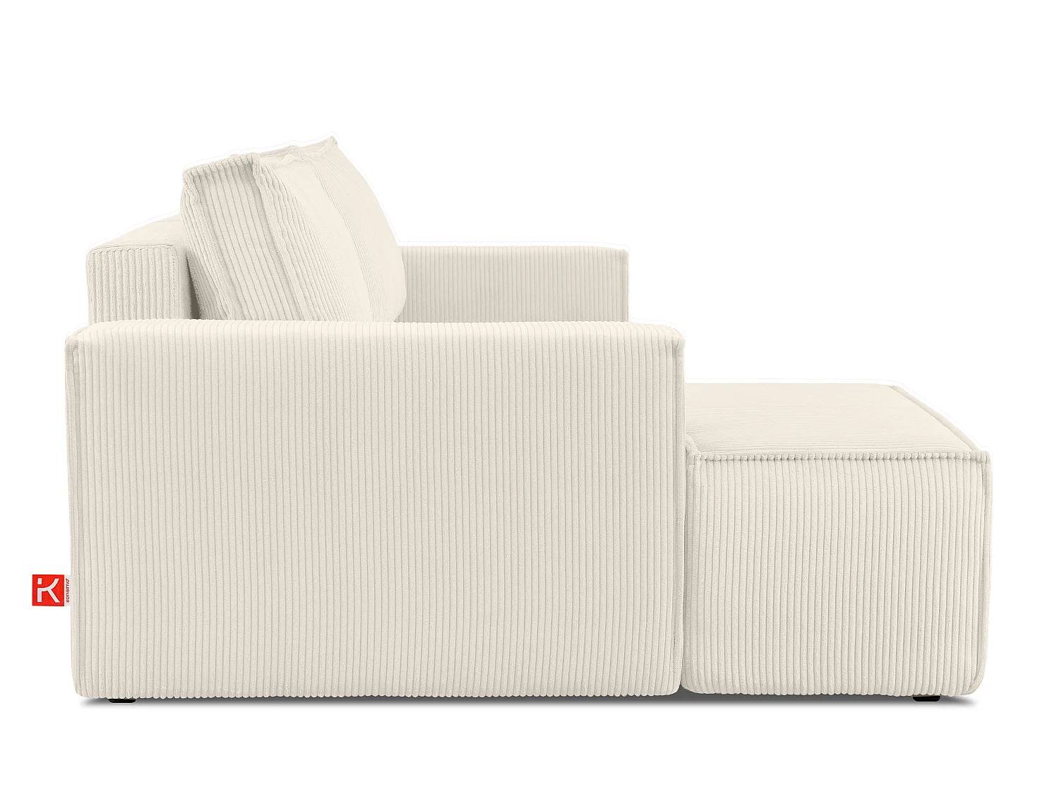 Ecksofa links - mit Schlaffunktion - in Pet Friendly Cord-Stoff - ecrufarben - NAPI