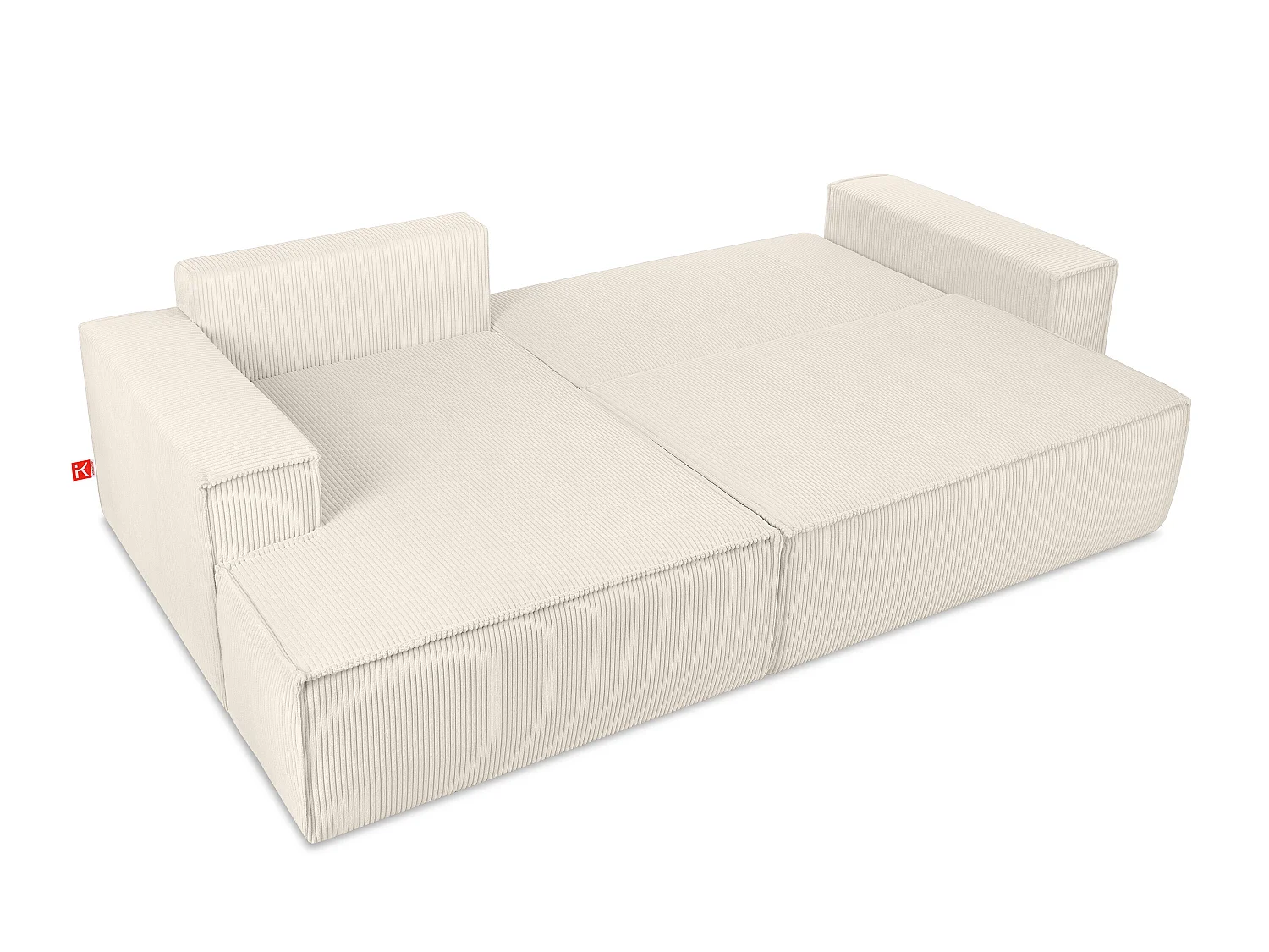 Ecksofa links - mit Schlaffunktion - in Pet Friendly Cord-Stoff - ecrufarben - NAPI