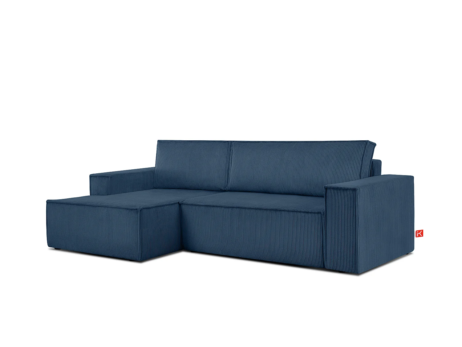 Ecksofa links - mit Schlaffunktion - in Pet Friendly Cord-Stoff - marineblau - NAPI
