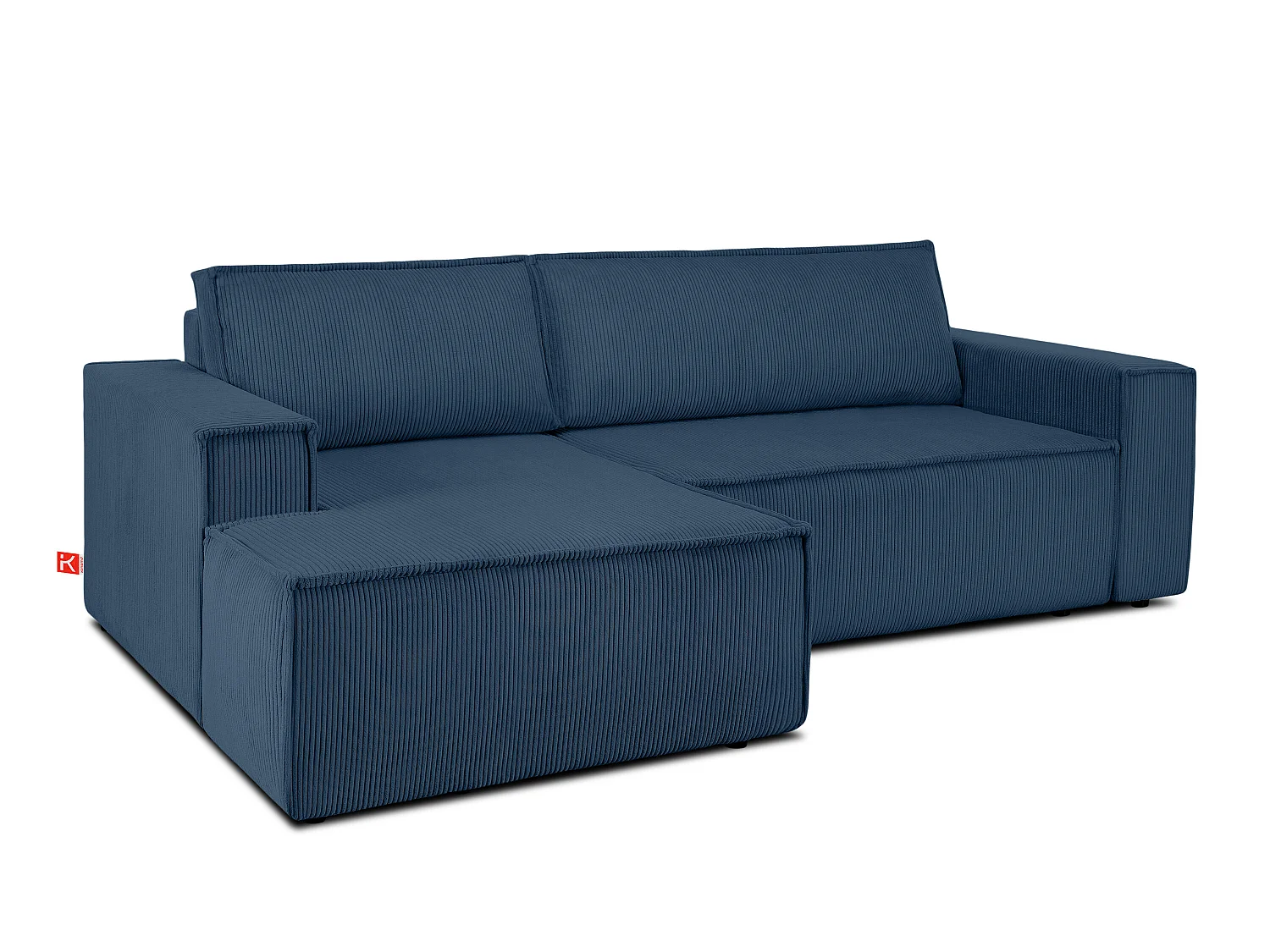 Ecksofa links - mit Schlaffunktion - in Pet Friendly Cord-Stoff - marineblau - NAPI