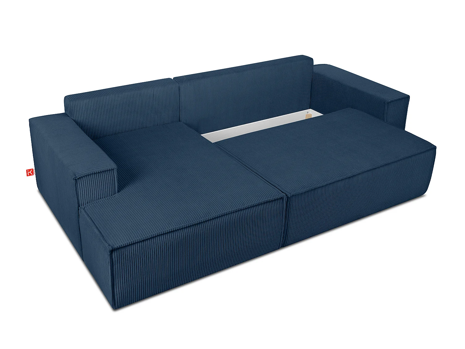 Ecksofa links - mit Schlaffunktion - in Pet Friendly Cord-Stoff - marineblau - NAPI