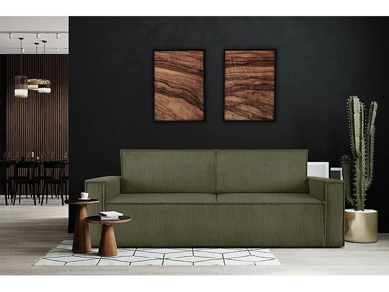 Schlafsofa in Pet Friendly Cord-Stoff - oliv - NAPI