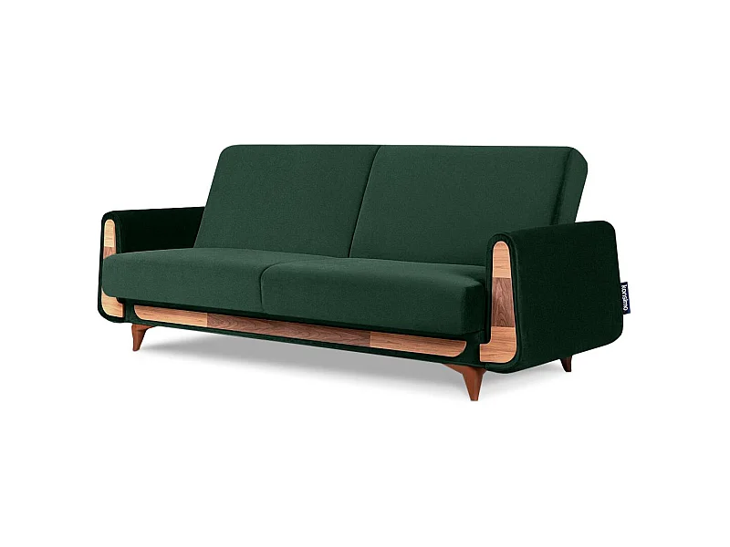 Schlafsofa GUSTAVO Schlafsofa - 3-Sitzer - Velours-Stoff - Dunkelgrün