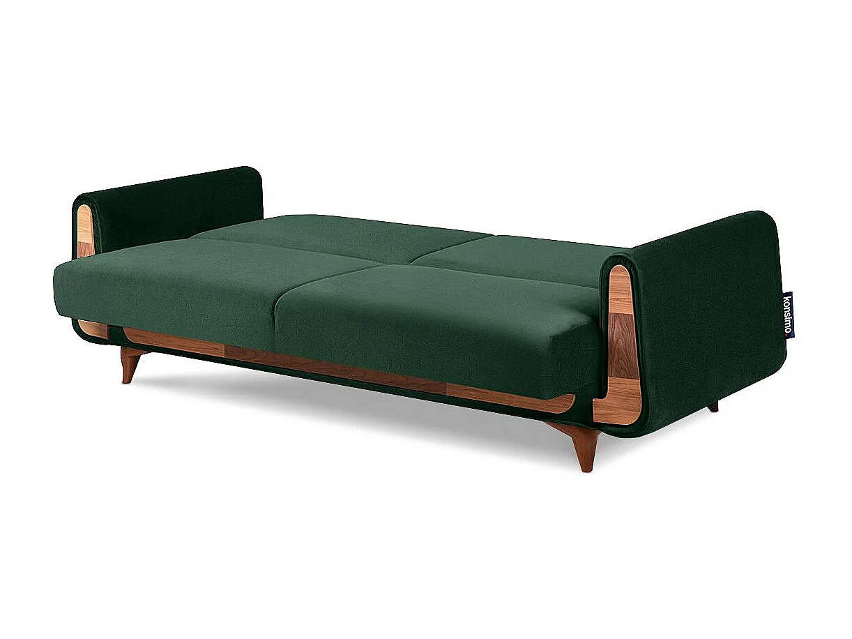 Schlafsofa GUSTAVO Schlafsofa - 3-Sitzer - Velours-Stoff - Dunkelgrün