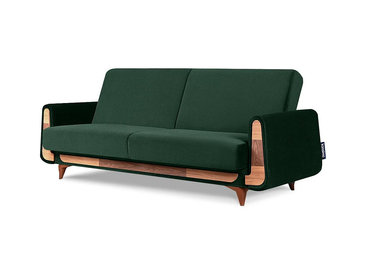 Canapé convertible GUSTAVO - 3 places - Tissu velours - Vert foncé