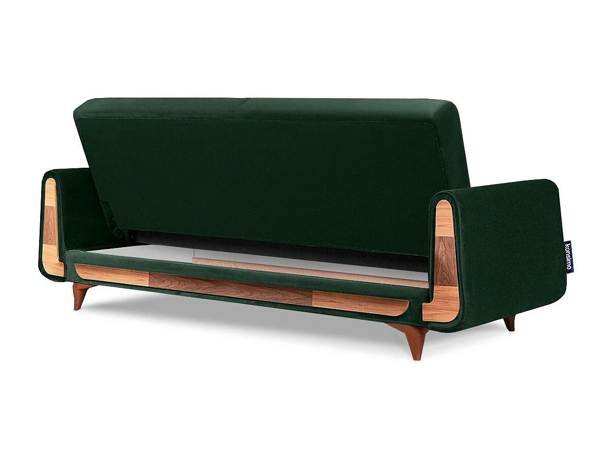 Schlafsofa GUSTAVO Schlafsofa - 3-Sitzer - Velours-Stoff - Dunkelgrün