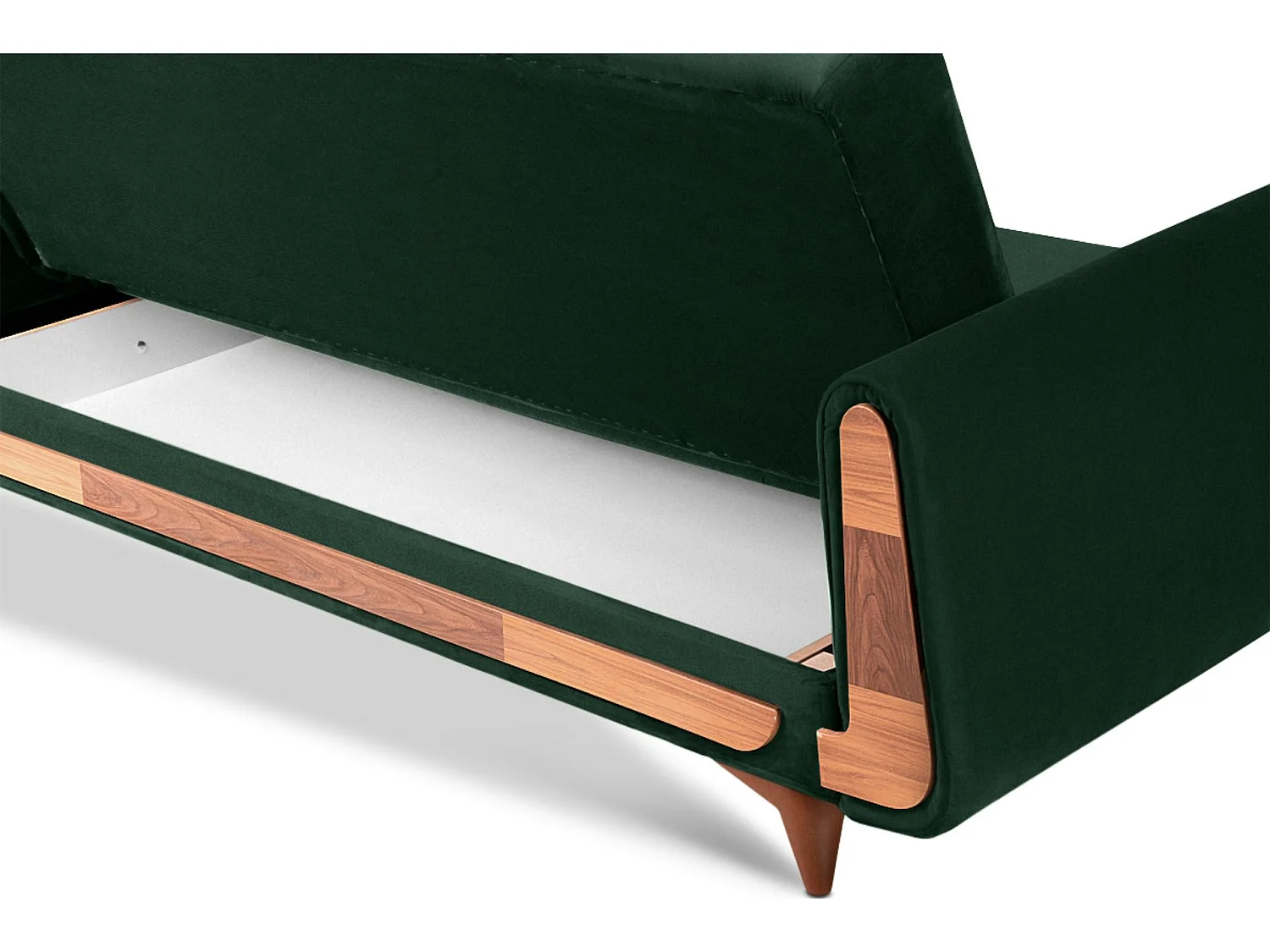 Schlafsofa GUSTAVO Schlafsofa - 3-Sitzer - Velours-Stoff - Dunkelgrün