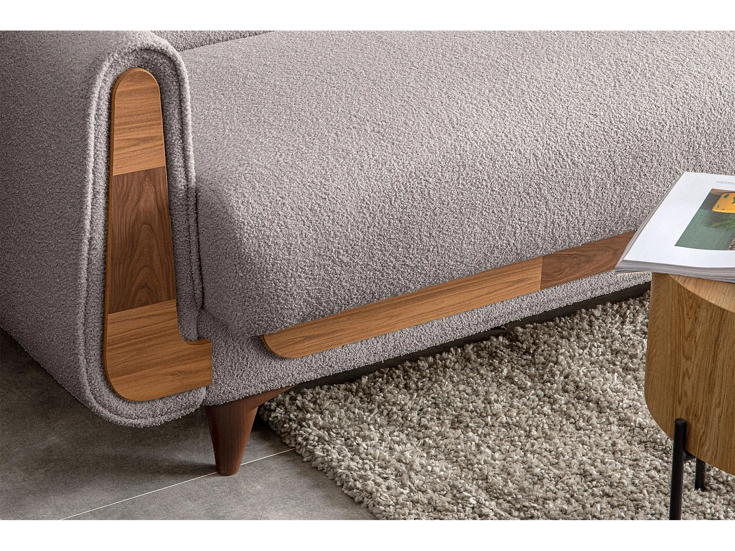 Schlafsofa GUSTAVO Schlafsofa - 3-Sitzer - Velours-Stoff - Grau