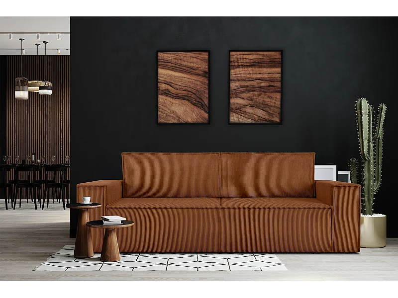 Sofa 3 Sitzer - mit Schlaffunktion - in Pet Friendly Cord-Stoff - Erze - NAPI