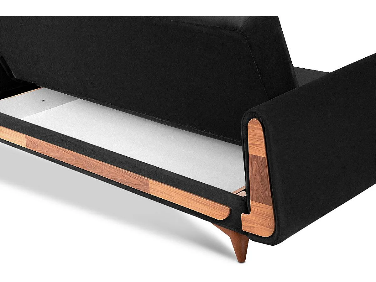 Schlafsofa GUSTAVO Schlafsofa - 3-Sitzer - Velours-Stoff - Anthrazit