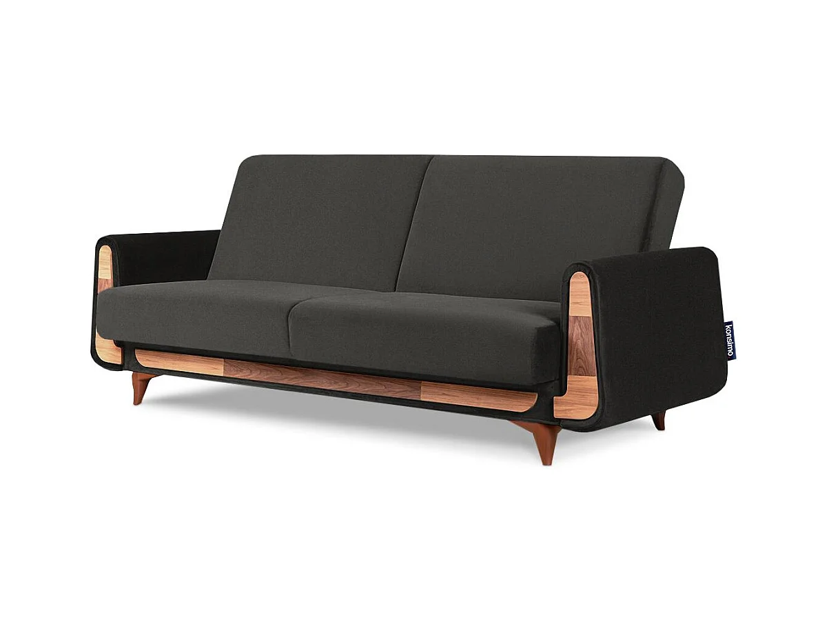 Canapé convertible GUSTAVO - 3 places - Tissu velours - Anthracite