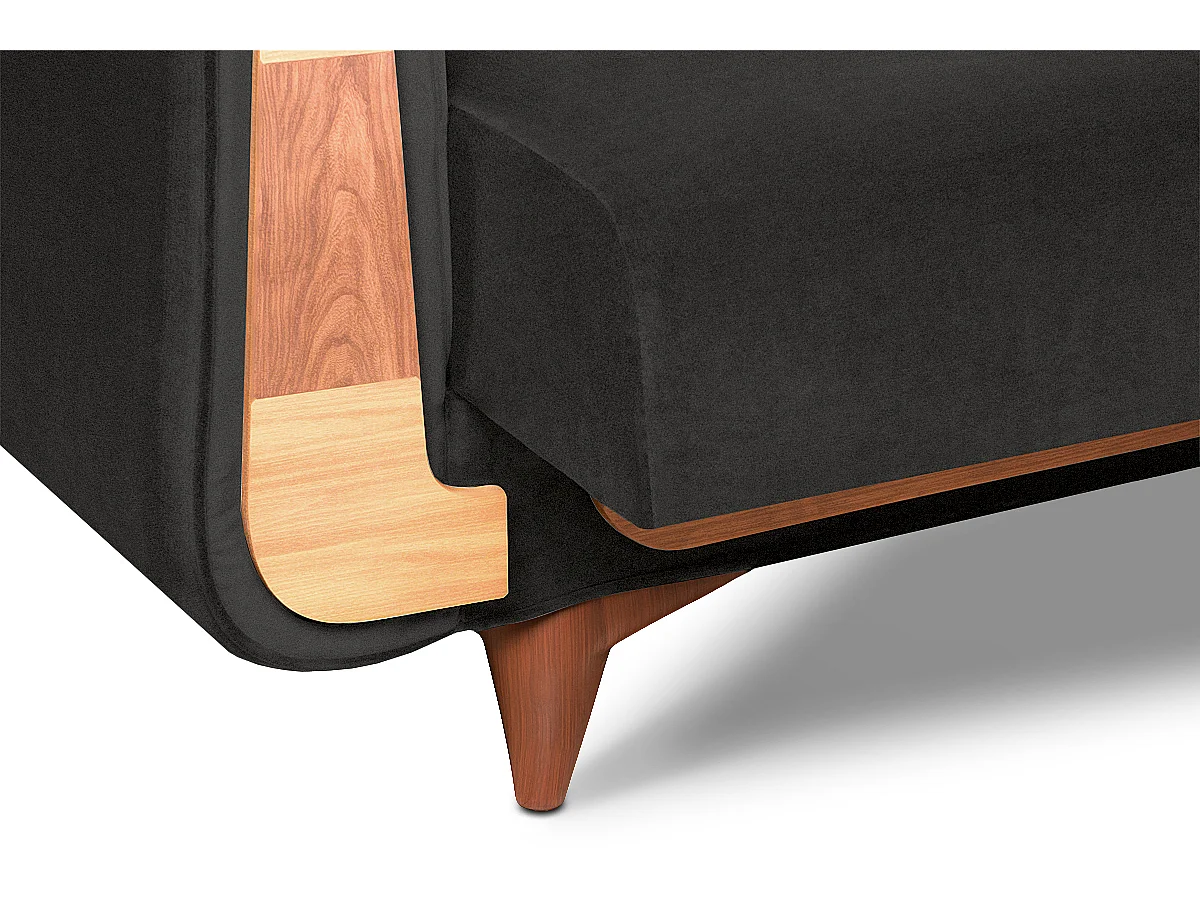 Schlafsofa GUSTAVO Schlafsofa - 3-Sitzer - Velours-Stoff - Anthrazit