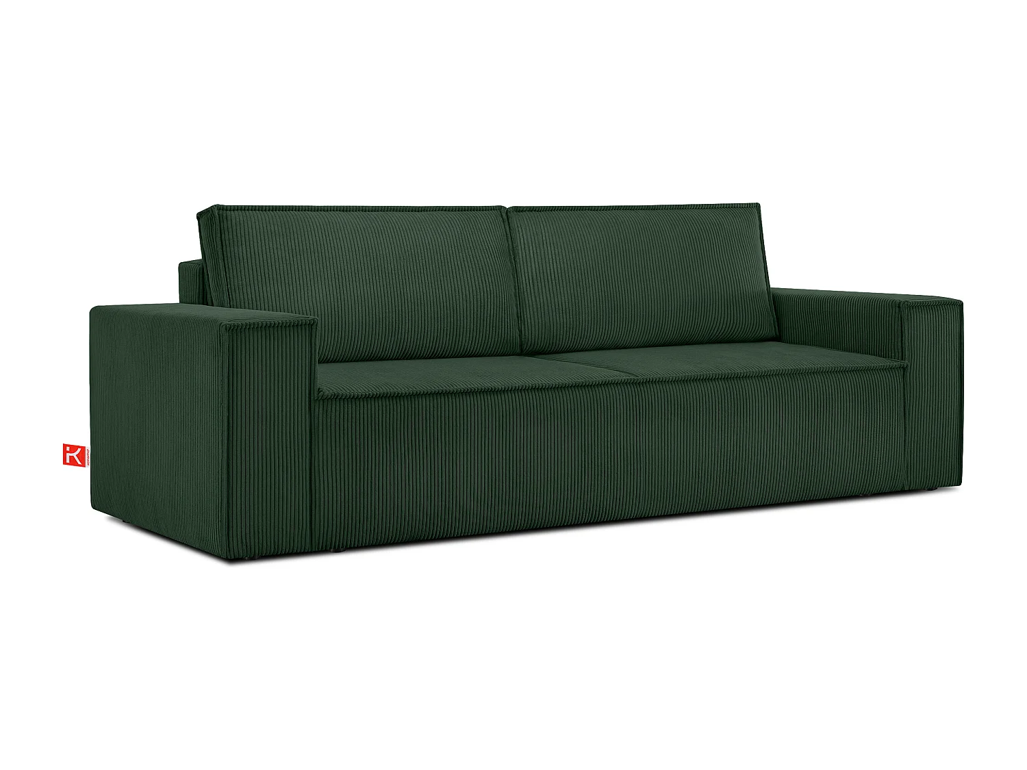 Sofa 3 Sitzer - mit Schlaffunktion - in Pet Friendly Cord-Stoff - dunkelgrün - NAPI