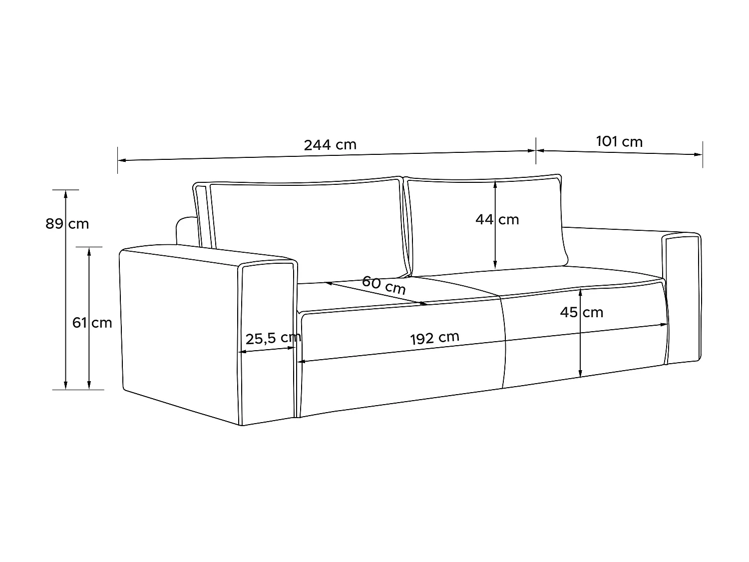 Sofa 3 Sitzer - mit Schlaffunktion - in Pet Friendly Cord-Stoff - dunkelgrün - NAPI