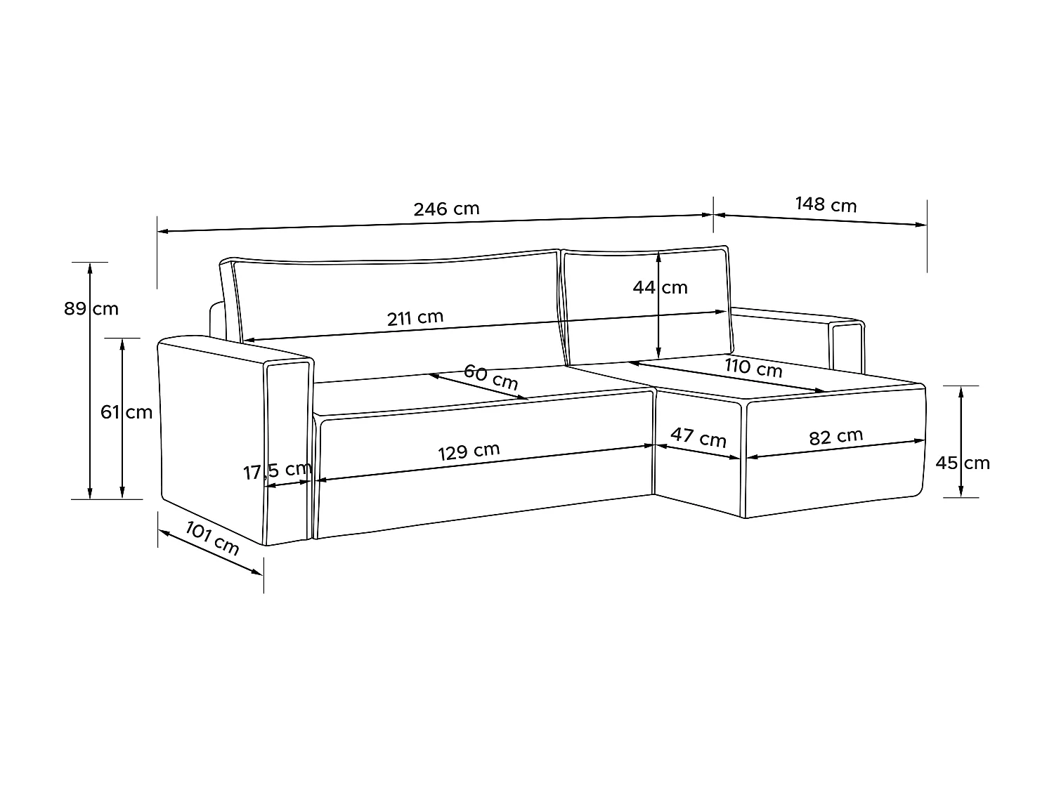 Universal Ecksofa links oder rechts - mit Schlaffunktion - Modern - braun - NAPI II