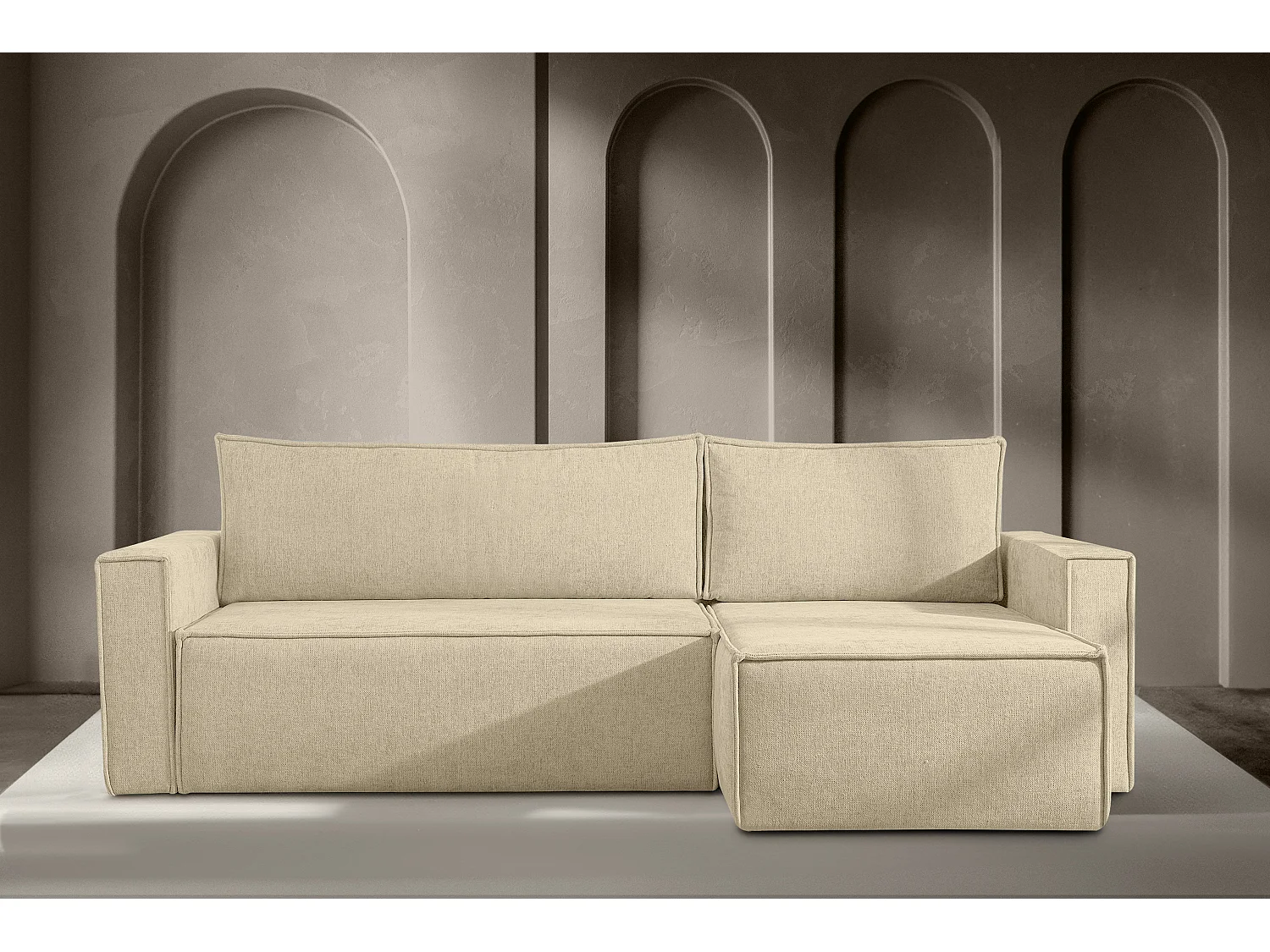 Universal Ecksofa links oder rechts - mit Schlaffunktion - Modern - dunkelcreme - NAPI II