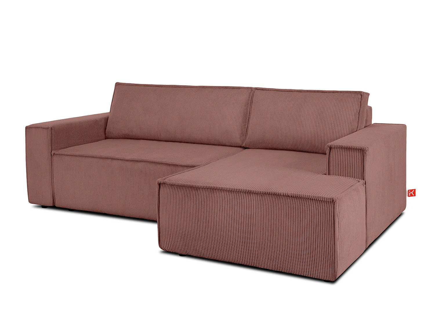 Ecksofa rechts - mit Schlaffunktion - in Pet Friendly Cord-Stoff - rosa - NAPI