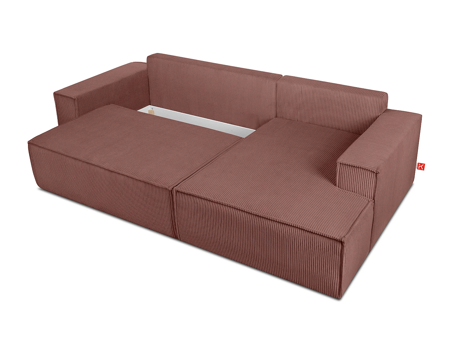 Ecksofa rechts - mit Schlaffunktion - in Pet Friendly Cord-Stoff - rosa - NAPI