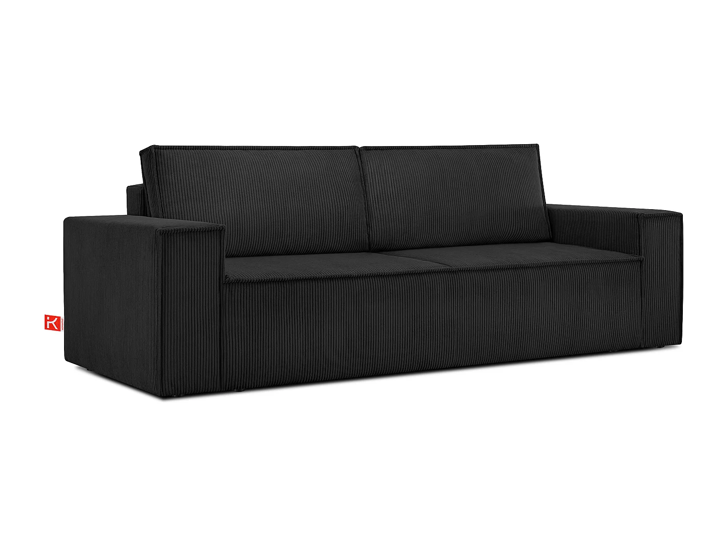 Sofa 3 Sitzer - mit Schlaffunktion - in Pet Friendly Cord-Stoff - Schwarz - NAPI