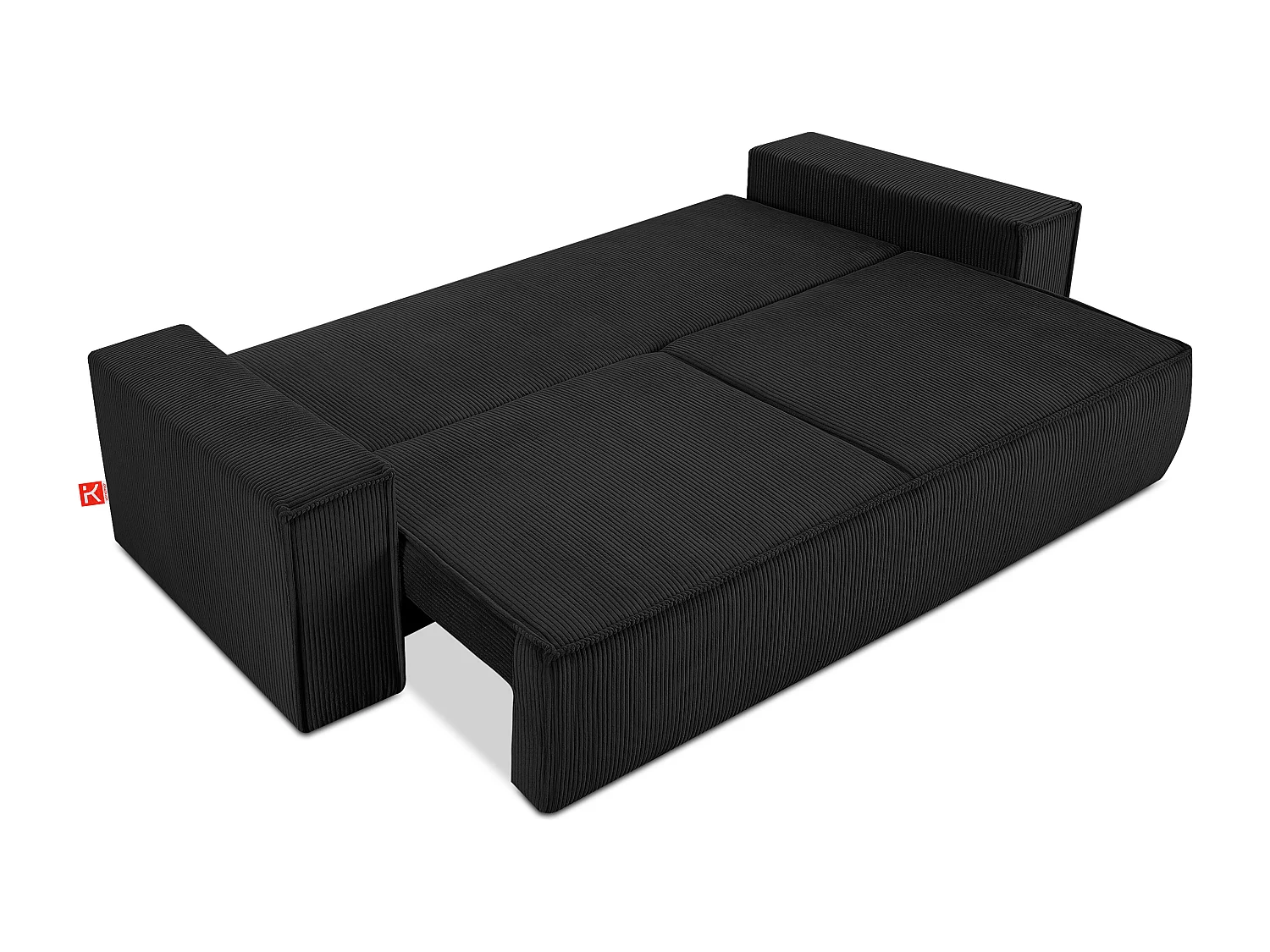 Sofa 3 Sitzer - mit Schlaffunktion - in Pet Friendly Cord-Stoff - Schwarz - NAPI