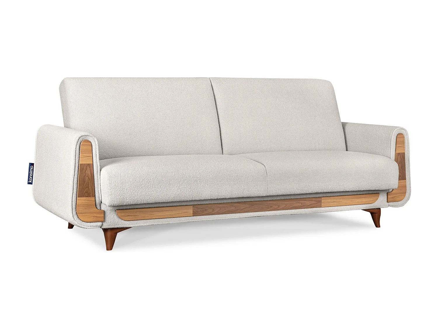 Schlafsofa GUSTAVO Schlafsofa - 3-Sitzer - Velours-Stoff - Weiß