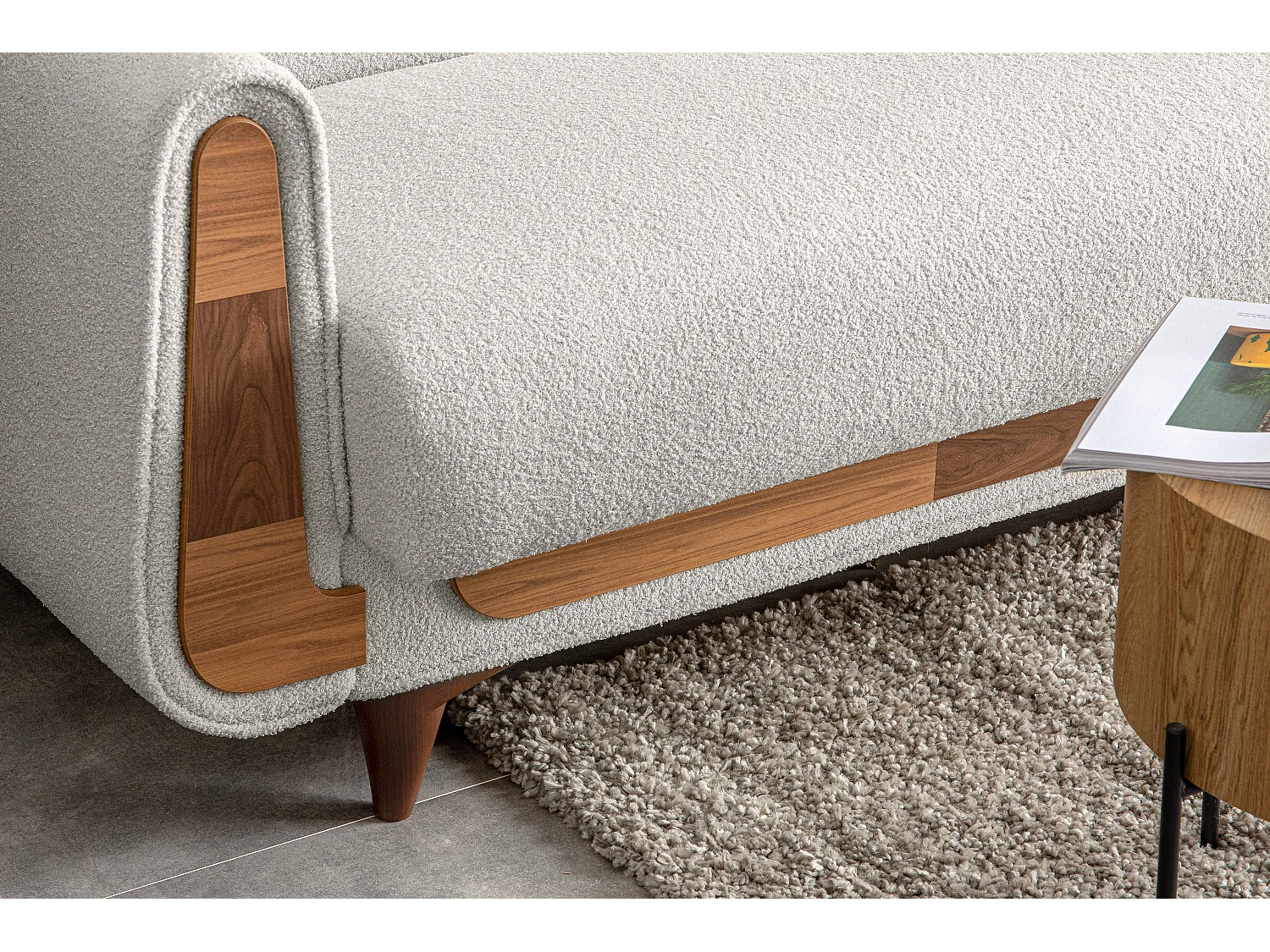 Schlafsofa GUSTAVO Schlafsofa - 3-Sitzer - Velours-Stoff - Weiß