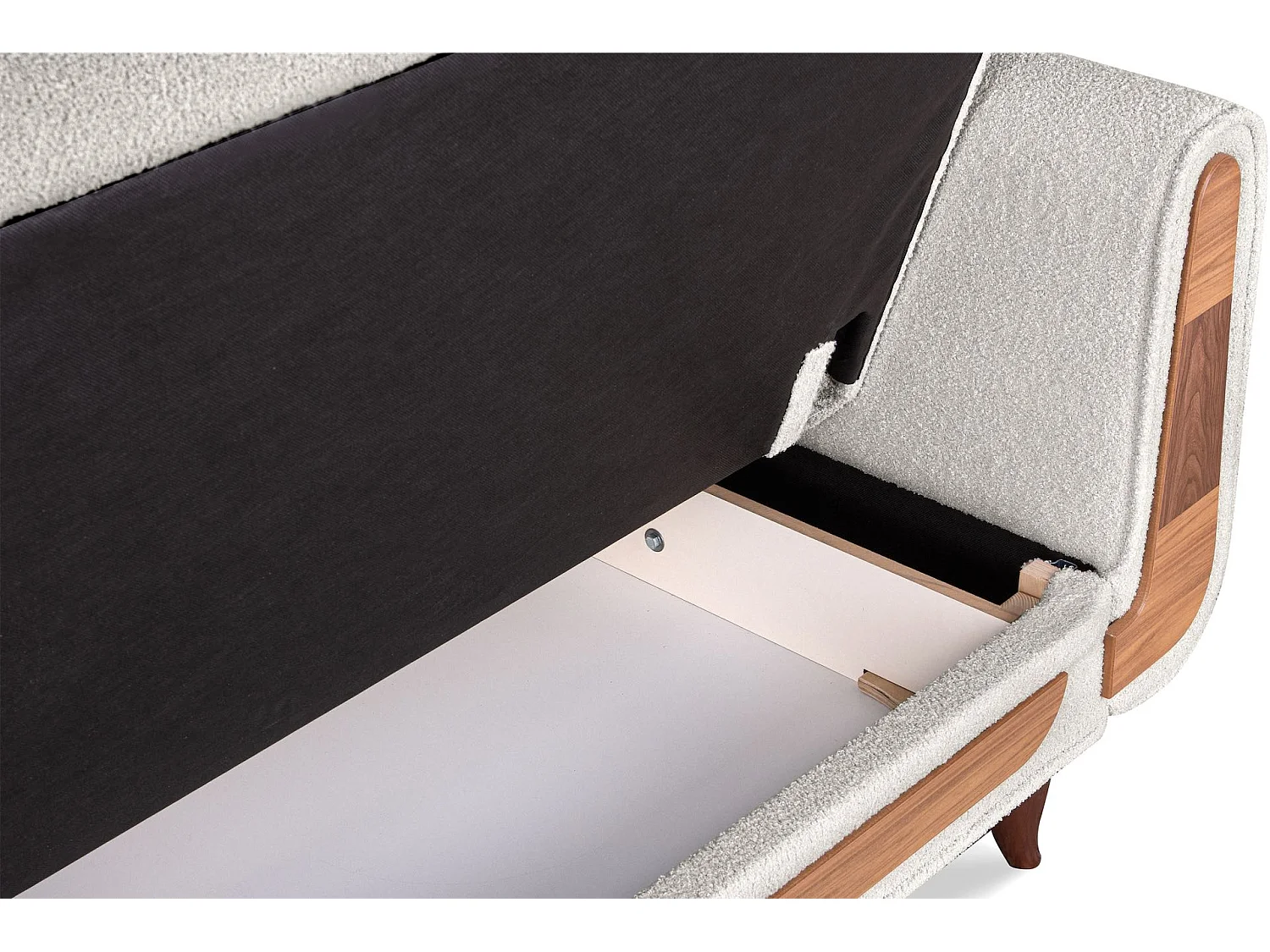 Schlafsofa GUSTAVO Schlafsofa - 3-Sitzer - Velours-Stoff - Weiß