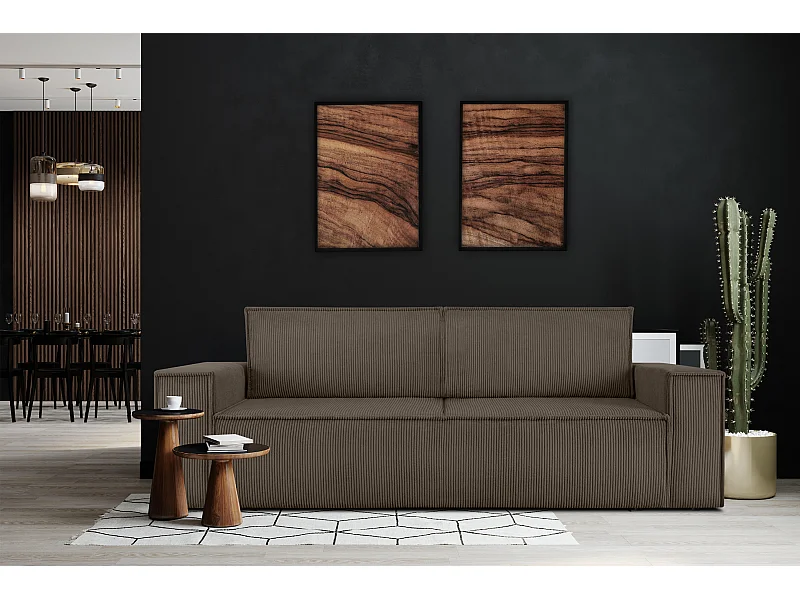 Sofa 3 Sitzer - mit Schlaffunktion - in Pet Friendly Cord-Stoff - braun - NAPI