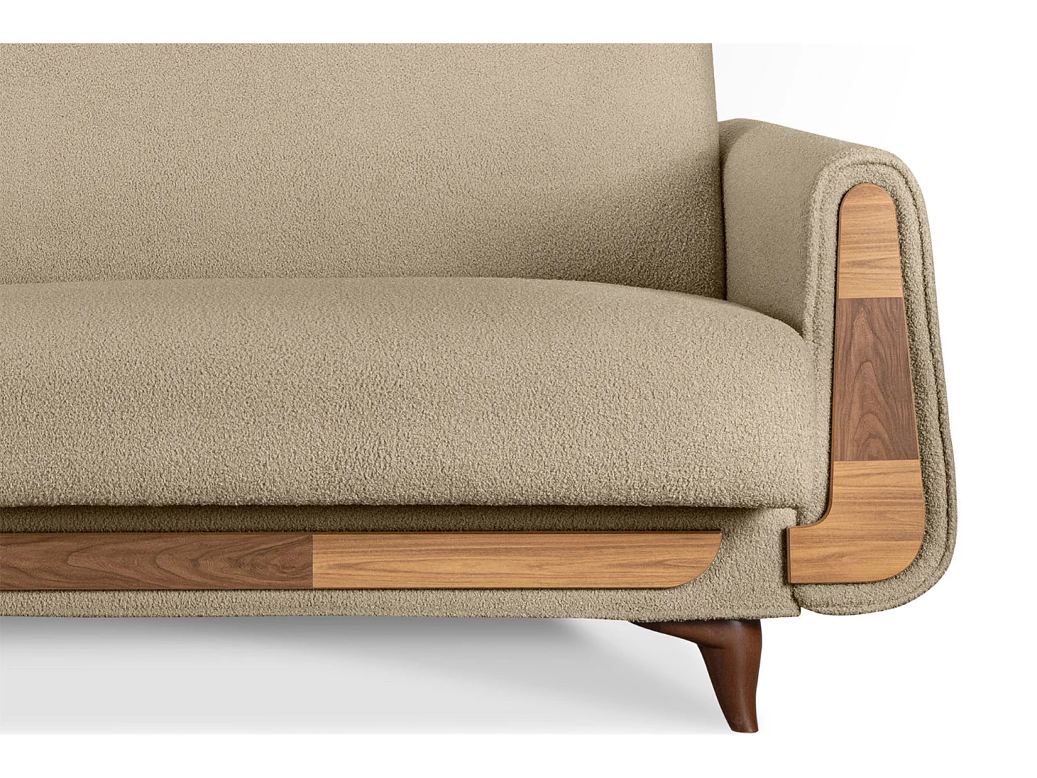 Schlafsofa GUSTAVO Schlafsofa - 3-Sitzer - Velours-Stoff - Ecru