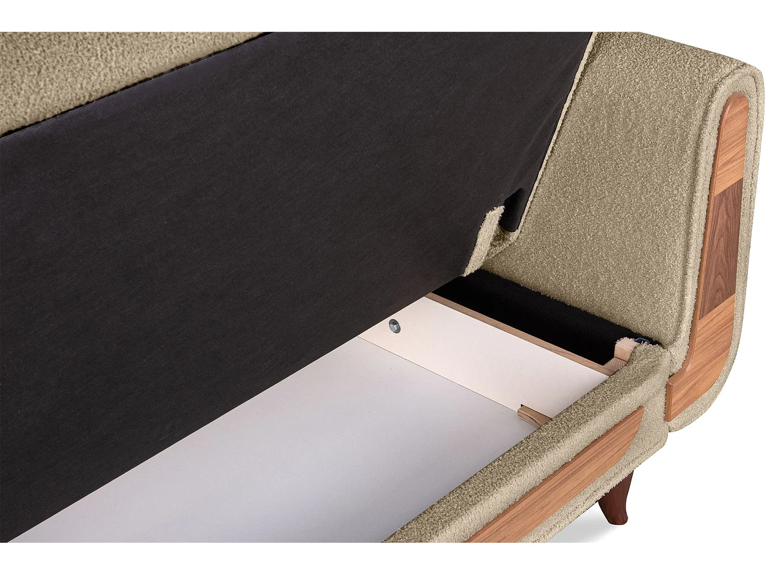 Schlafsofa GUSTAVO Schlafsofa - 3-Sitzer - Velours-Stoff - Ecru