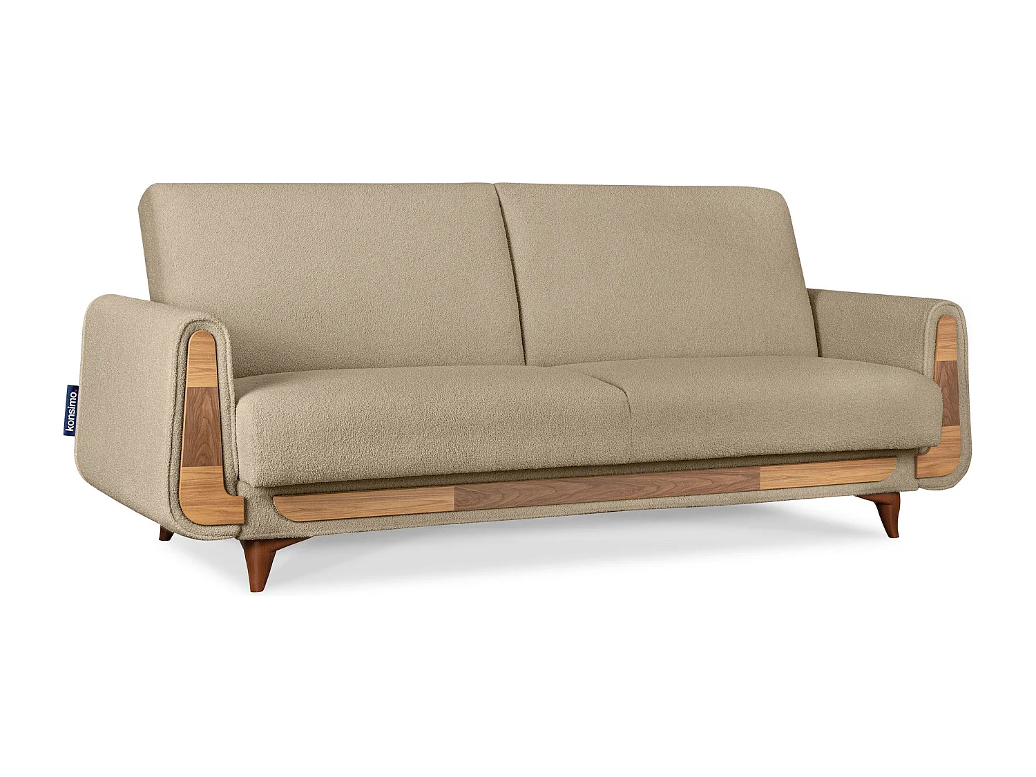 Schlafsofa GUSTAVO Schlafsofa - 3-Sitzer - Velours-Stoff - Ecru