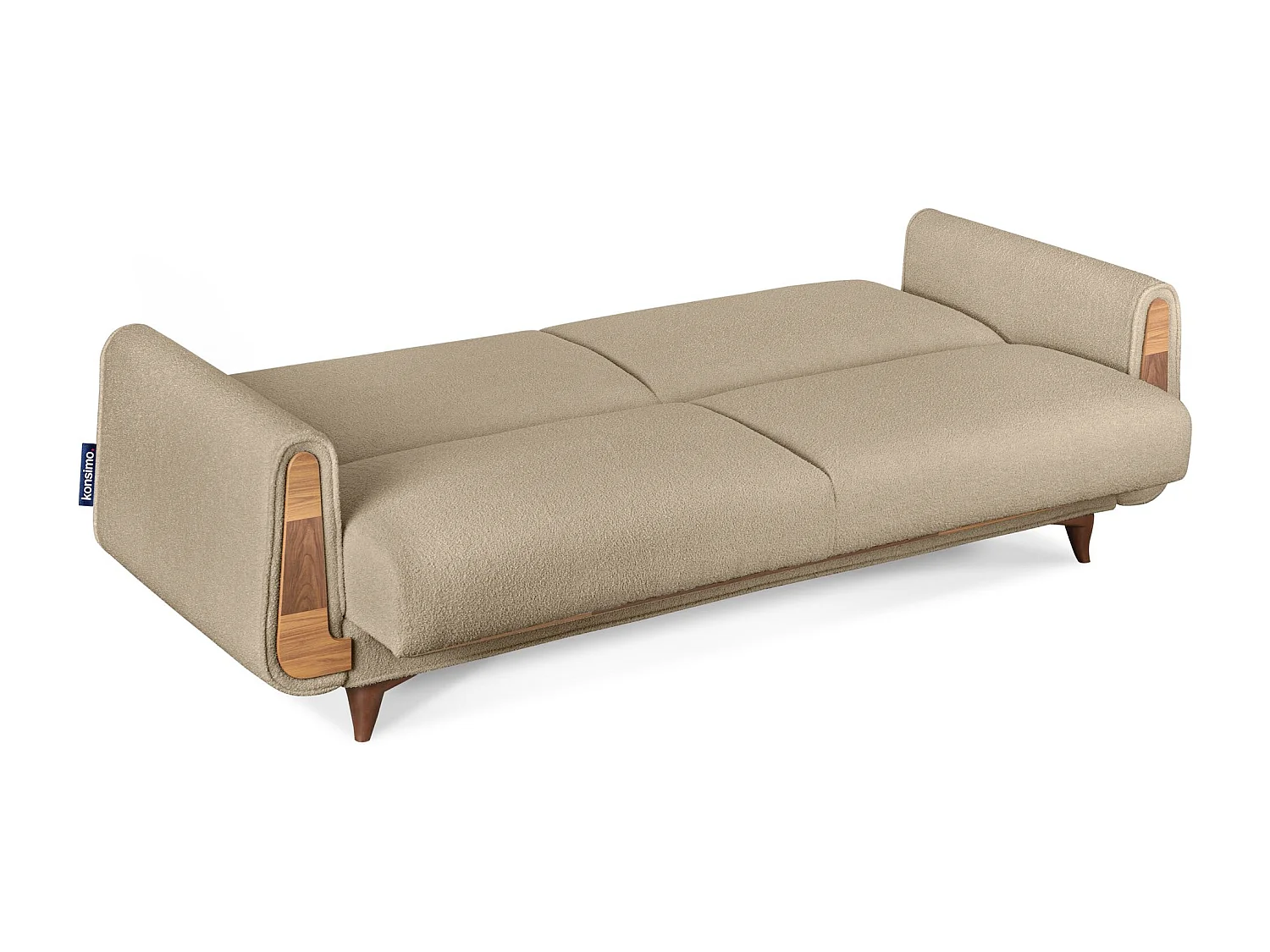 Schlafsofa GUSTAVO Schlafsofa - 3-Sitzer - Velours-Stoff - Ecru