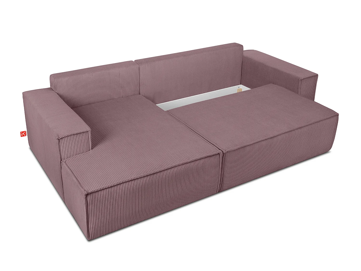 Ecksofa links - mit Schlaffunktion - in Pet Friendly Cord-Stoff - hellviolett - NAPI