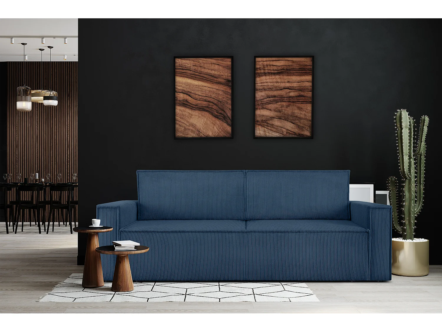 Schlafsofa in Pet Friendly Cord-Stoff - marineblau - NAPI