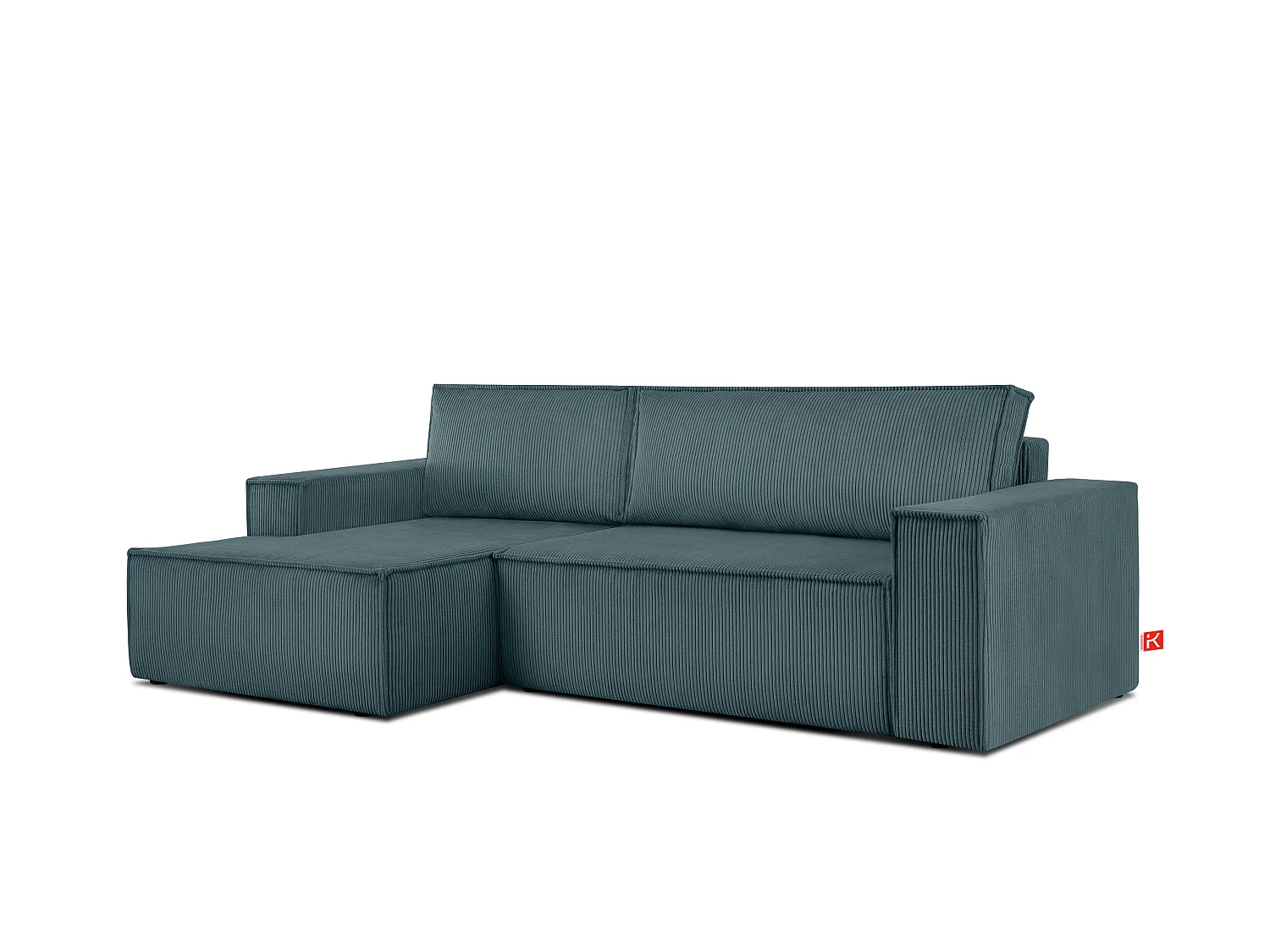 Ecksofa links - mit Schlaffunktion - in Pet Friendly Cord-Stoff - blau - NAPI