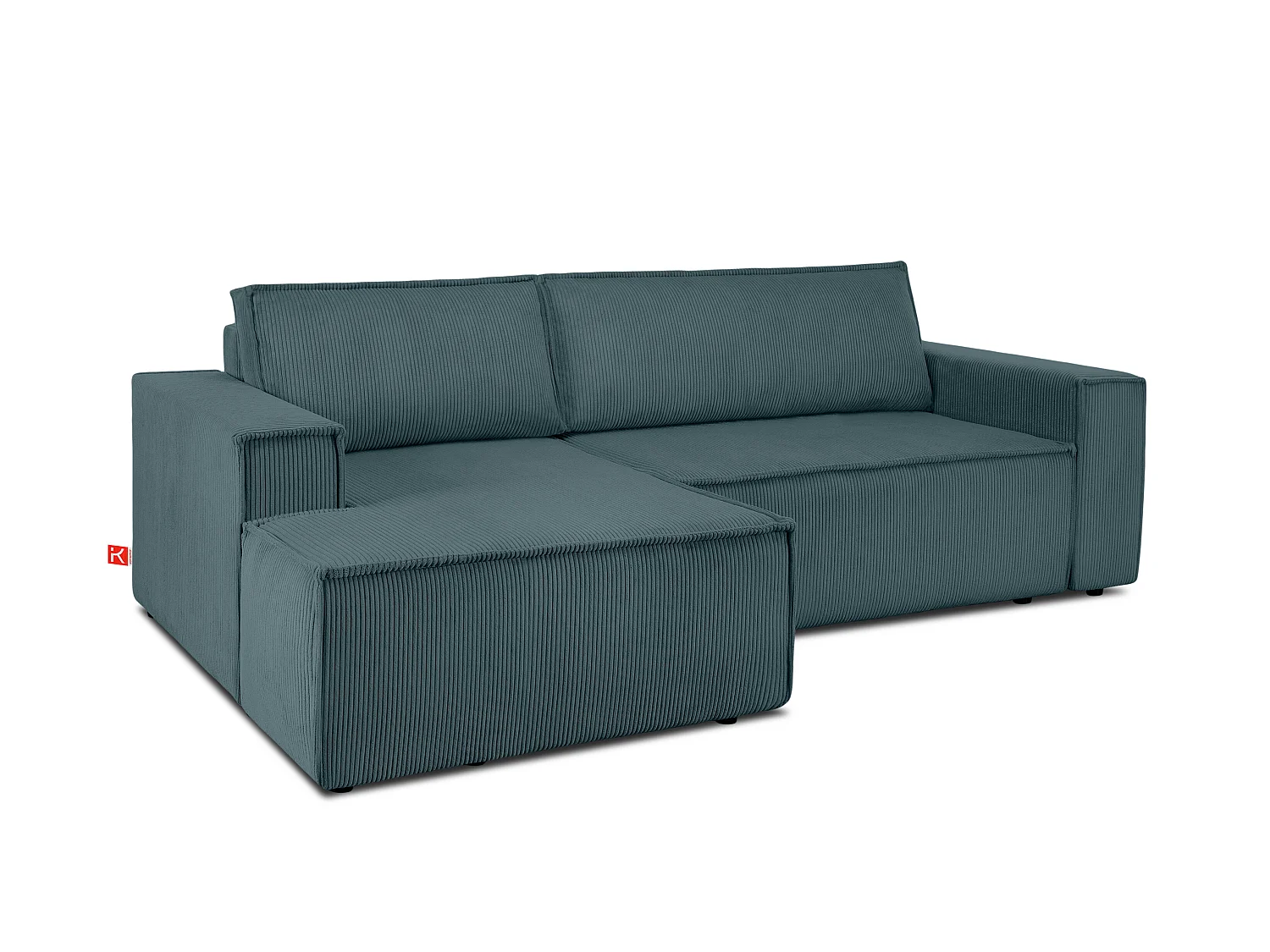 Ecksofa links - mit Schlaffunktion - in Pet Friendly Cord-Stoff - blau - NAPI