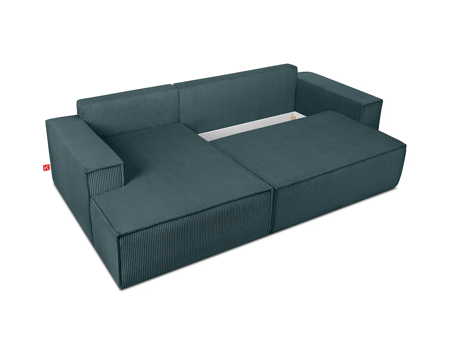 Ecksofa links - mit Schlaffunktion - in Pet Friendly Cord-Stoff - blau - NAPI
