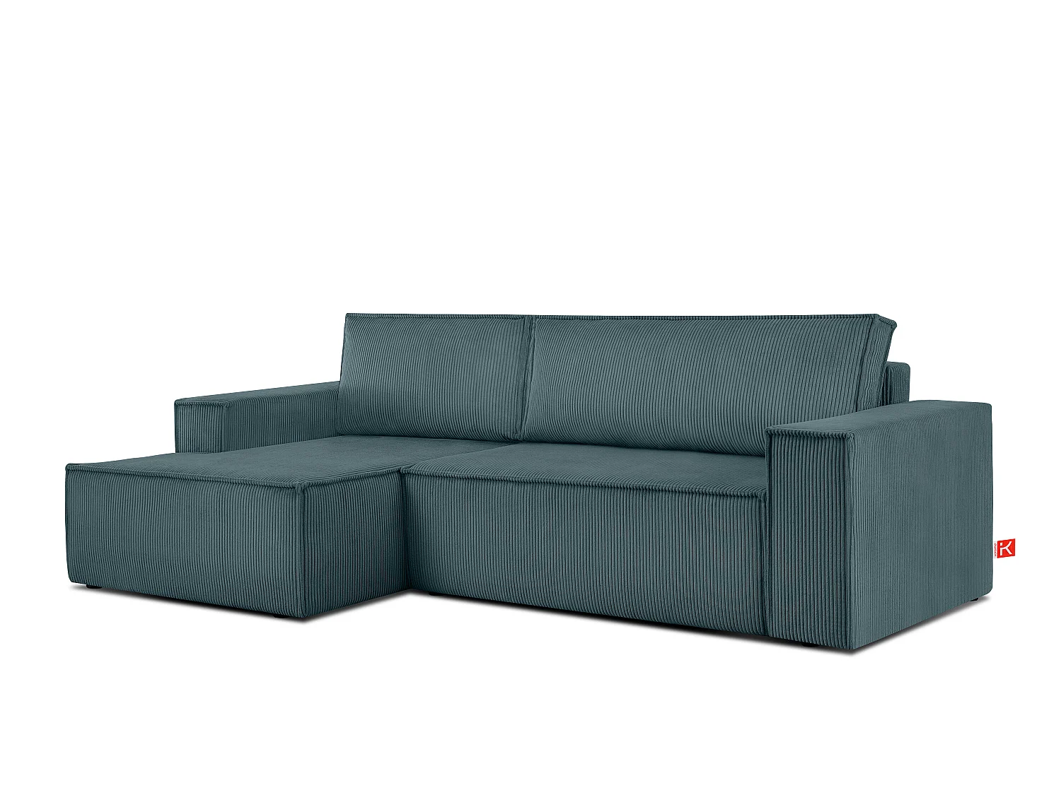 Ecksofa links - mit Schlaffunktion - in Pet Friendly Cord-Stoff - blau - NAPI