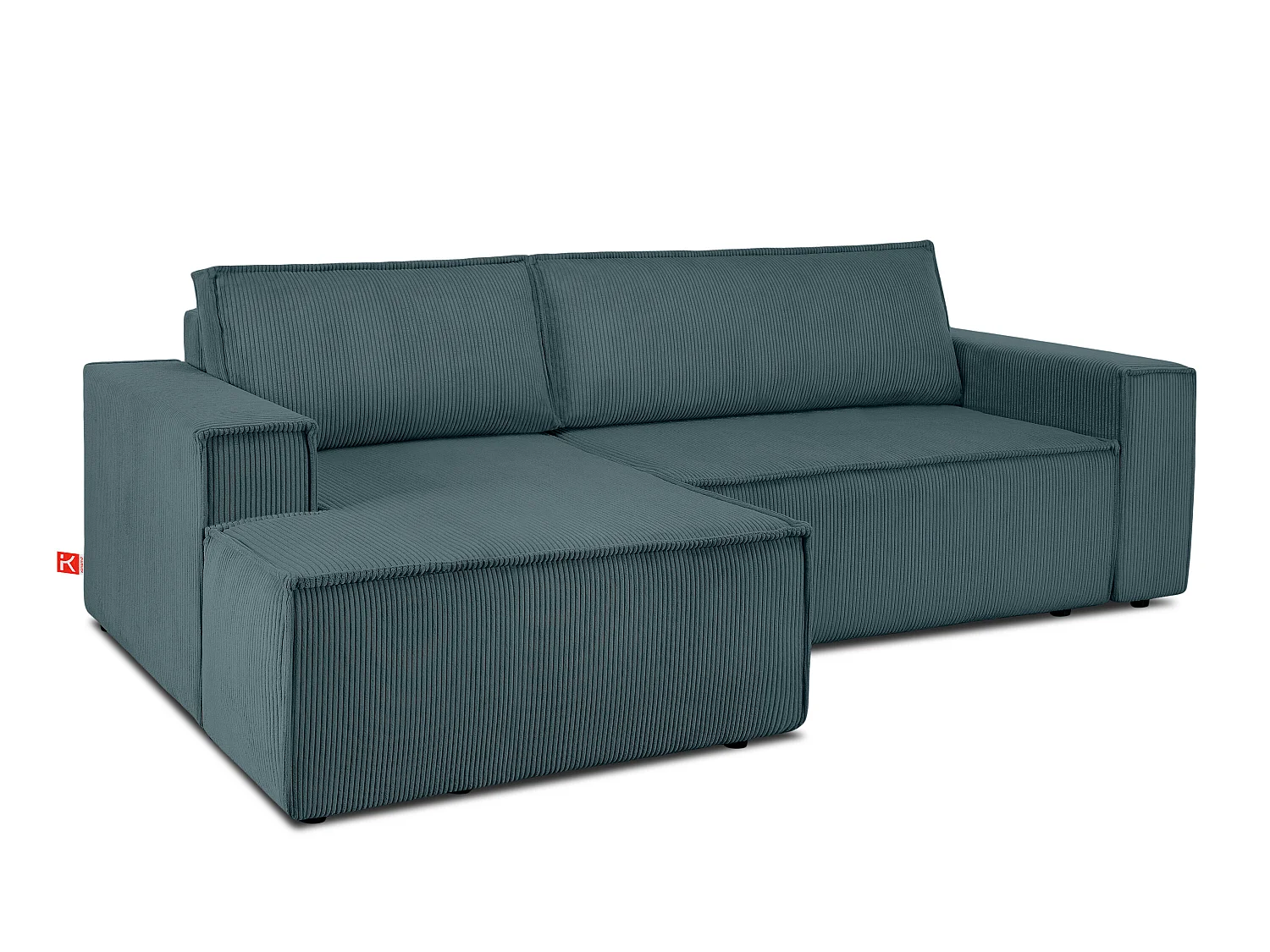 Ecksofa links - mit Schlaffunktion - in Pet Friendly Cord-Stoff - blau - NAPI