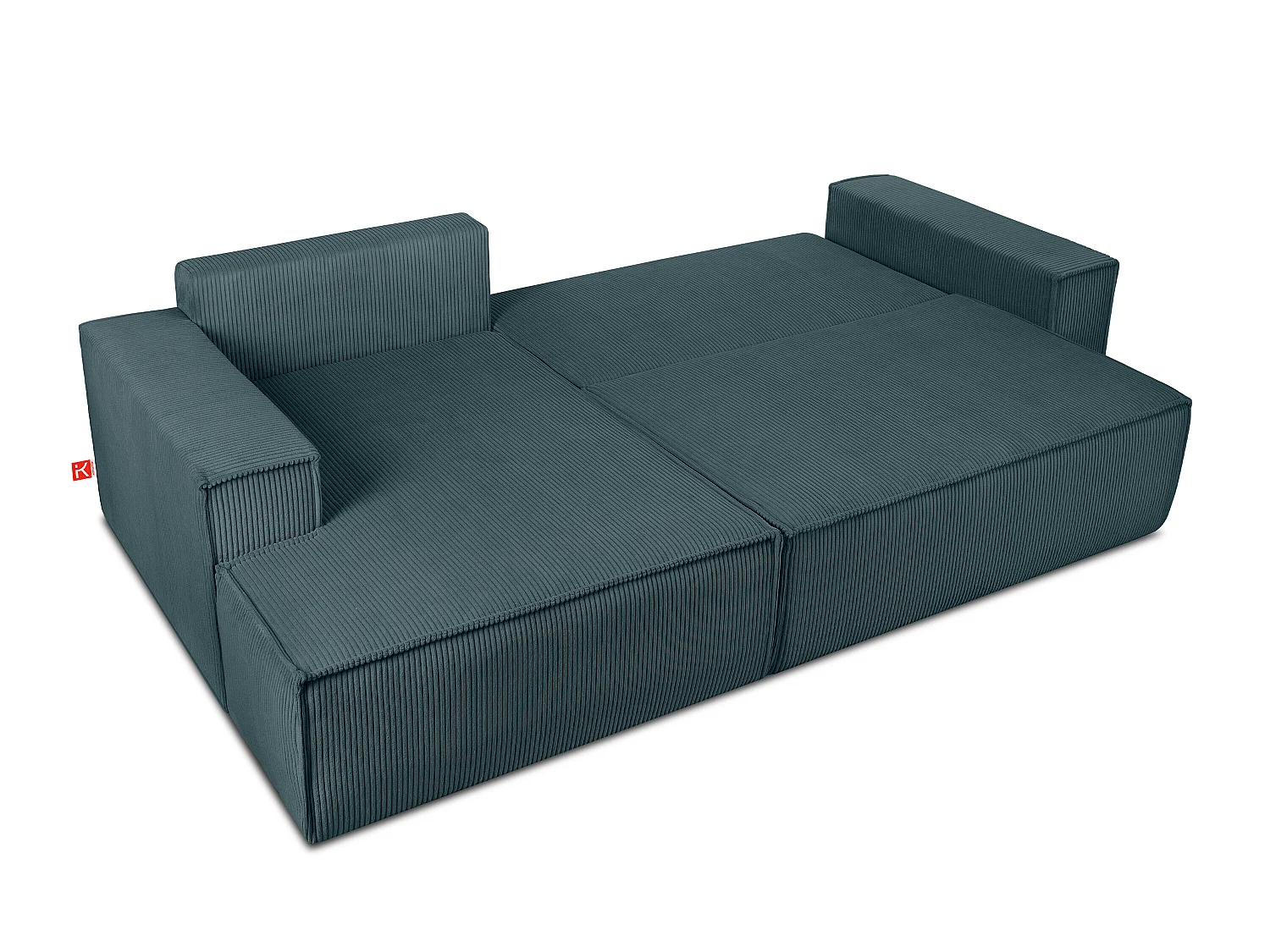 Ecksofa links - mit Schlaffunktion - in Pet Friendly Cord-Stoff - blau - NAPI