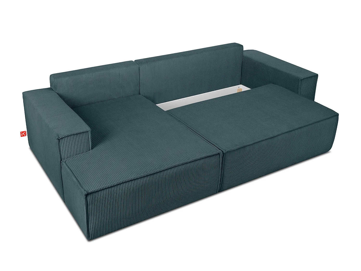 Ecksofa links - mit Schlaffunktion - in Pet Friendly Cord-Stoff - blau - NAPI