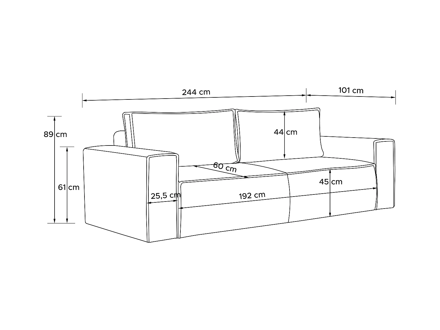 Sofa 3 Sitzer - mit Schlaffunktion - in Pet Friendly Cord-Stoff - hellgrau - NAPI