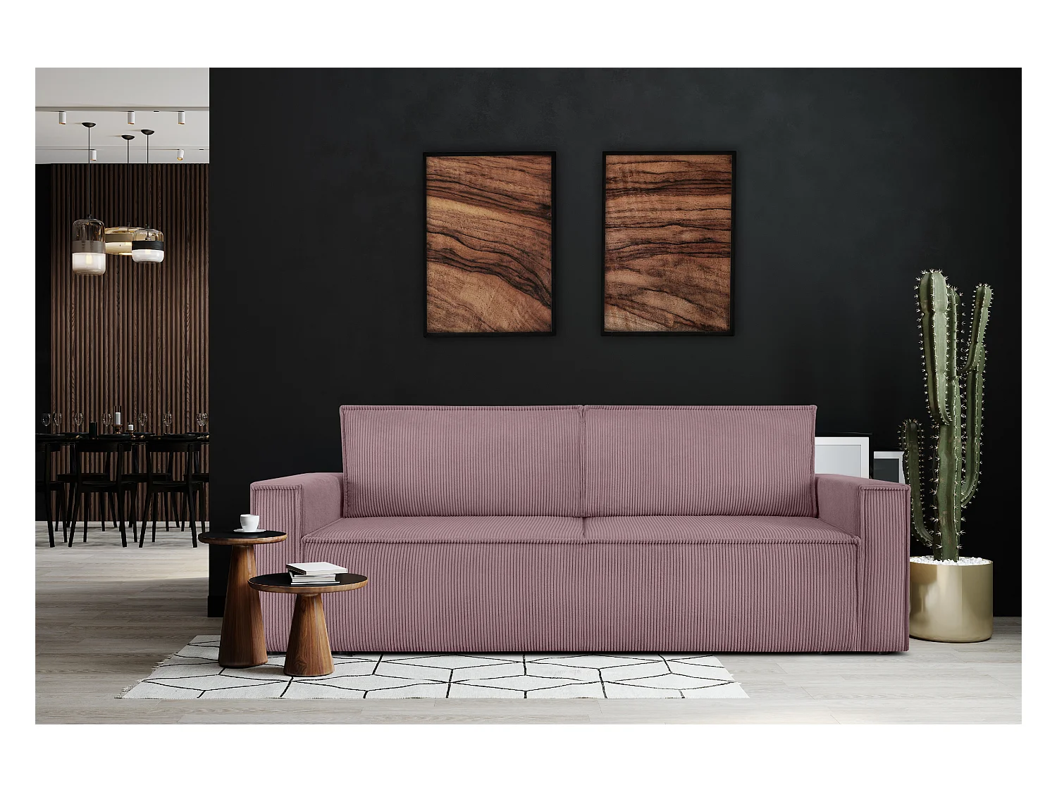 Schlafsofa in Pet Friendly Cord-Stoff - hellviolett - NAPI