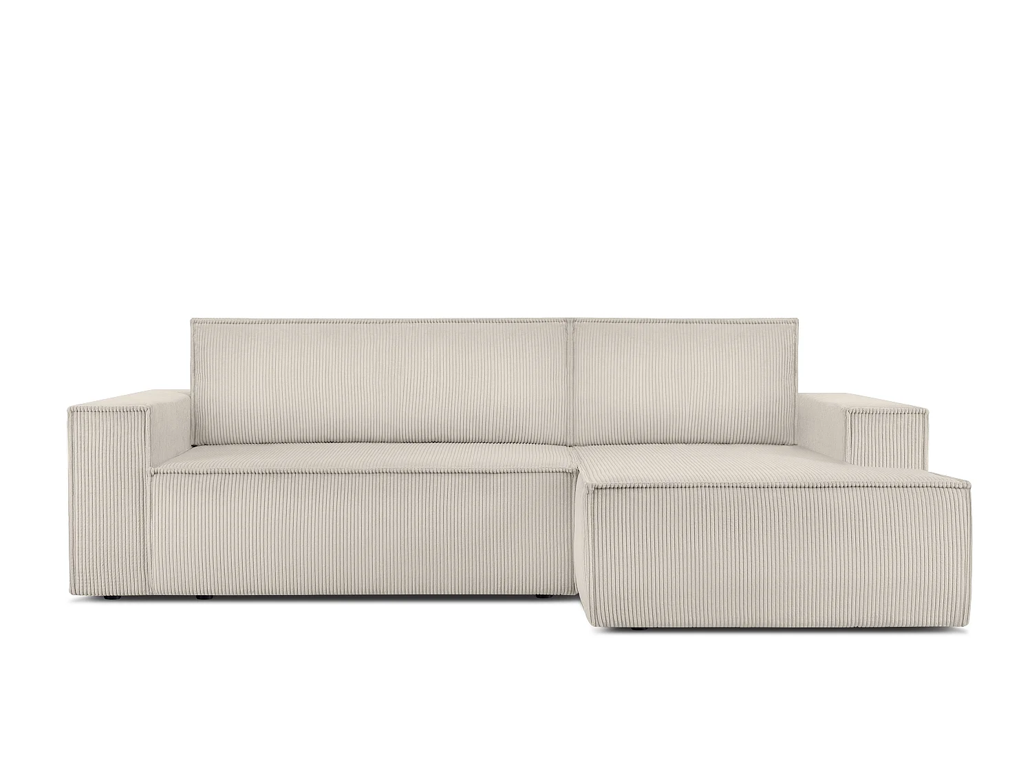 Ecksofa rechts - mit Schlaffunktion - in Pet Friendly Cord-Stoff - cremefarben - NAPI