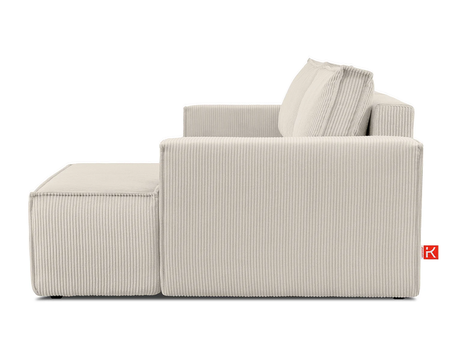 Ecksofa rechts - mit Schlaffunktion - in Pet Friendly Cord-Stoff - cremefarben - NAPI