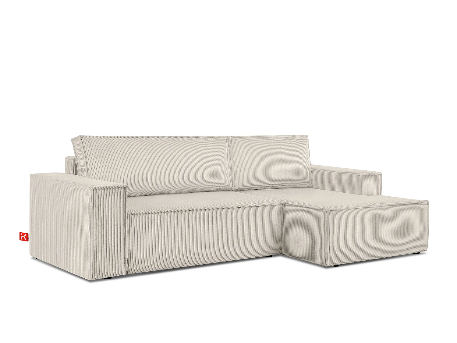 Ecksofa rechts - mit Schlaffunktion - in Pet Friendly Cord-Stoff - cremefarben - NAPI