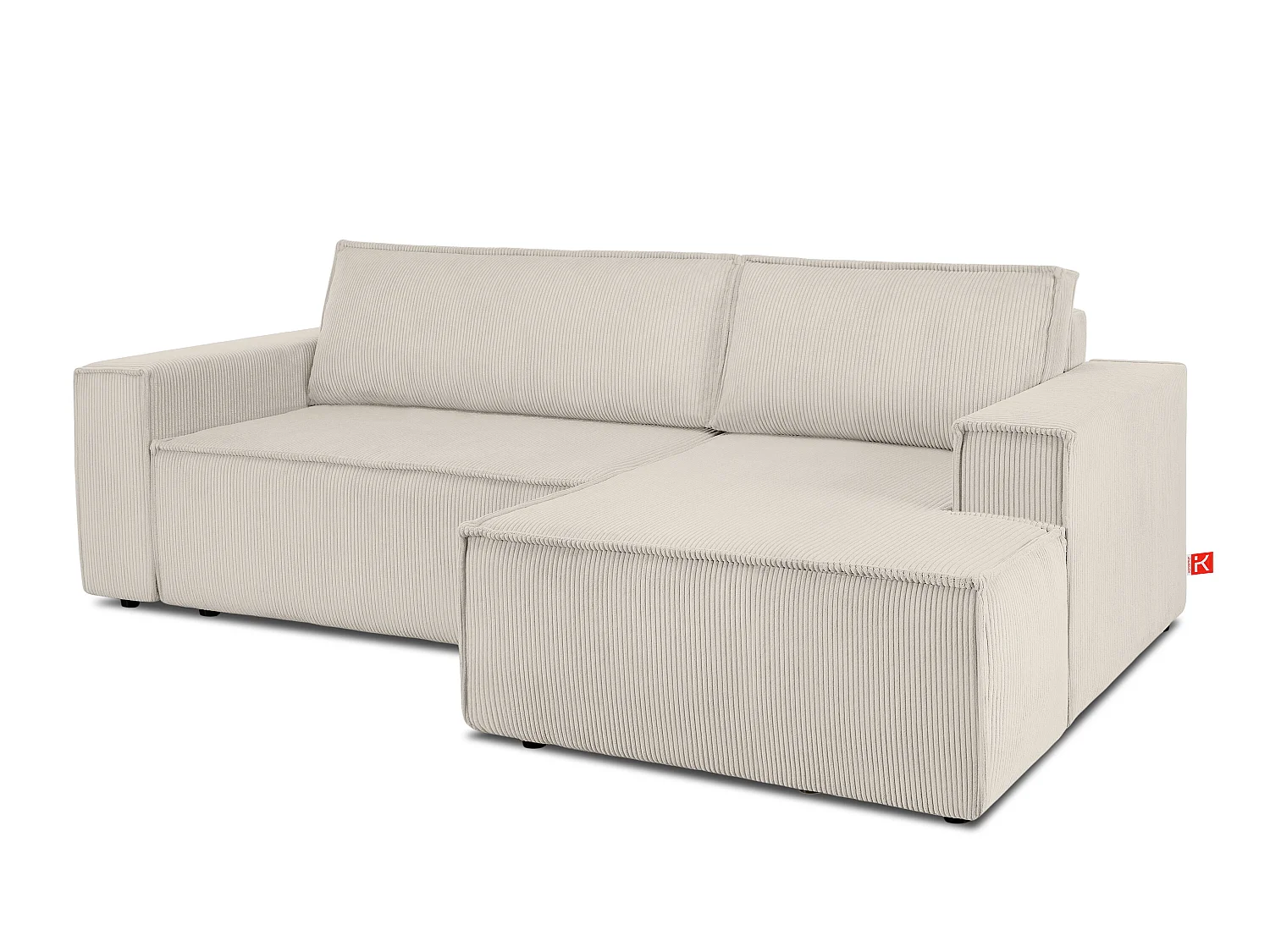 Ecksofa rechts - mit Schlaffunktion - in Pet Friendly Cord-Stoff - cremefarben - NAPI