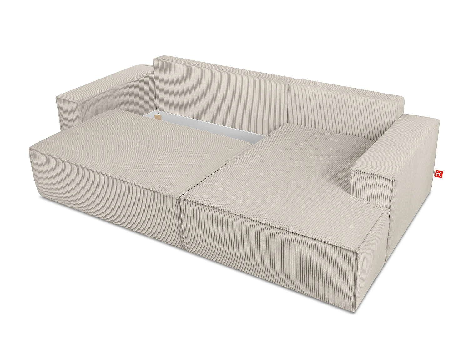 Ecksofa rechts - mit Schlaffunktion - in Pet Friendly Cord-Stoff - cremefarben - NAPI