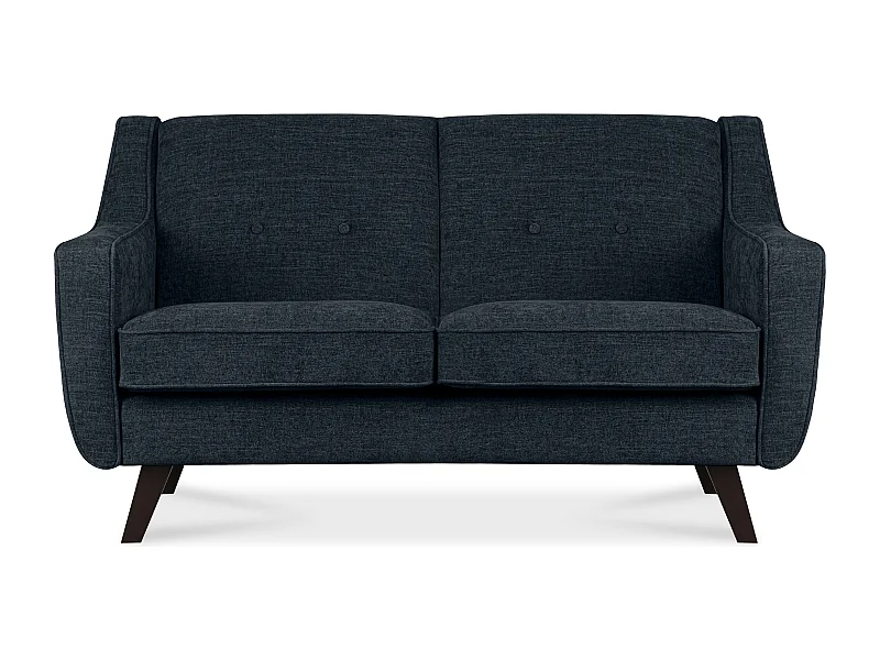 Sofa - 2 Sitzer im zeitlosen Design - Velours-Bezug - dunkelblau - TERSO
